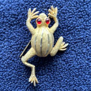VTG Rhinestone Frog Pin marked B.S.K.